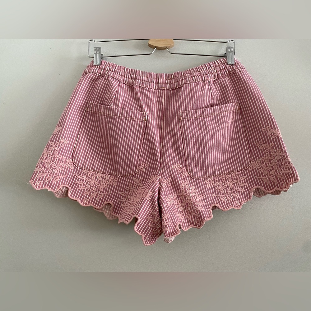 Anthropologie Damson Madder Lana Embroidered Pull-On Shorts 8 new with tag RED - Picture 4 of 6